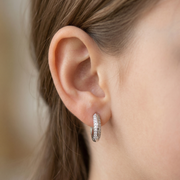 925 Sterling Silver Diamond-Style Drop Hoop Earrings
